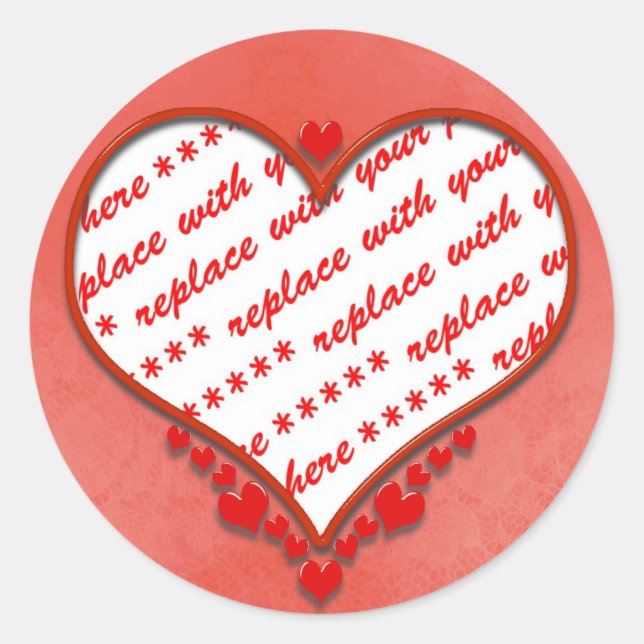 Rahmen für das Foto "Beaded Heart" Runder Aufkleber (Vorderseite)