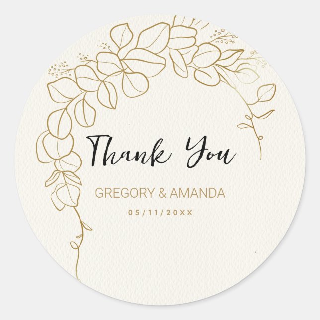 Rahmen für handgemalte Gold-Blätter Runder Aufkleber (Vorderseite)