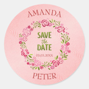 Rahmen für rosa Blume Runder Aufkleber