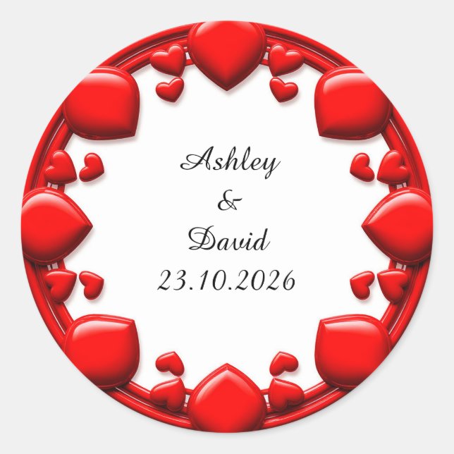 Rahmen für rote Herzen Runder Aufkleber (Vorderseite)