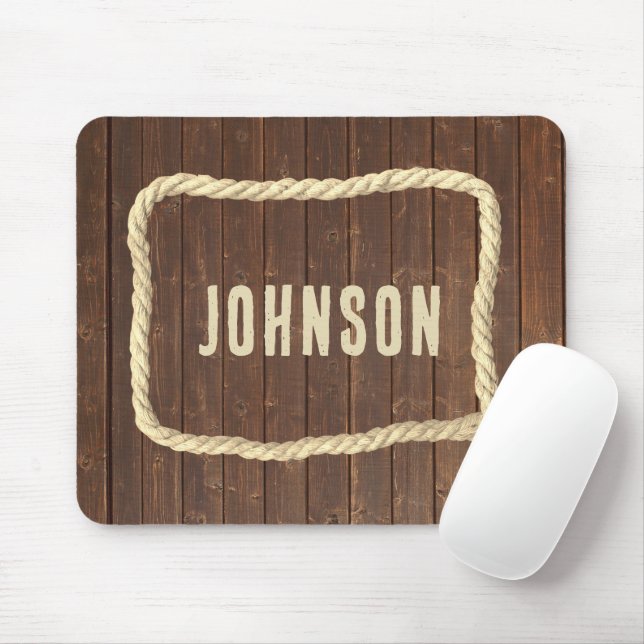 Rahmen für Teakholz mit Nachname Mousepad (Mit Mouse)