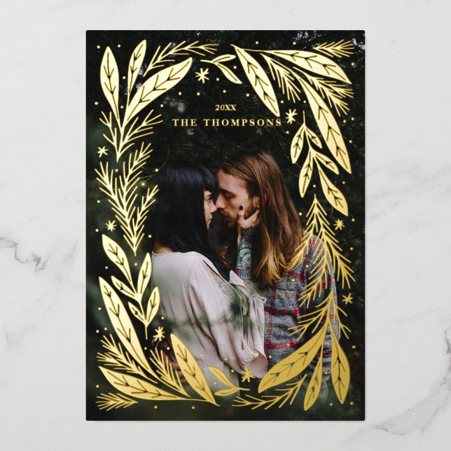 Rahmen für Weihnachtsfeiertage Folien Feiertagskarte (Vorderseite)