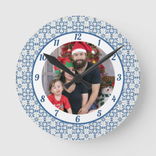 Rahmen für Weihnachtslieder und Blume Runde Wanduhr