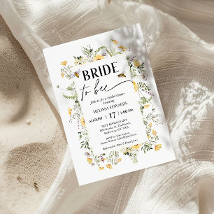 Rahmen Gelbe Wildblume bedeutet Brautparty zu sein Einladung