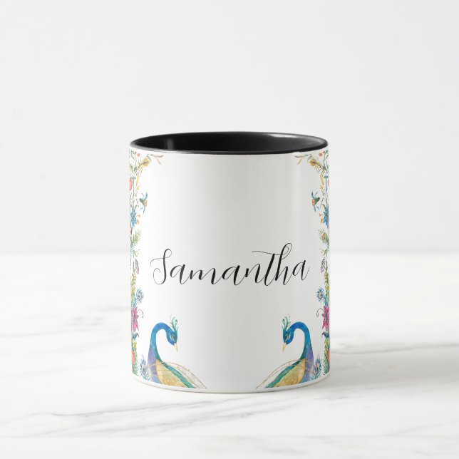 Rahmen mit Aquarell-Blume Tasse (Zentrum)