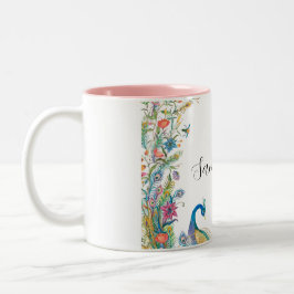 Rahmen mit Aquarell-Blume Zweifarbige Tasse