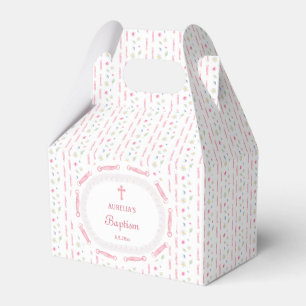 Rahmen mit rosa Schleife, florale Giebel-Geschenkb Geschenkschachtel