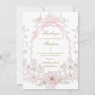 Rahmen mit rosa Schleifenblumen Dankeschön-Karte Einladung