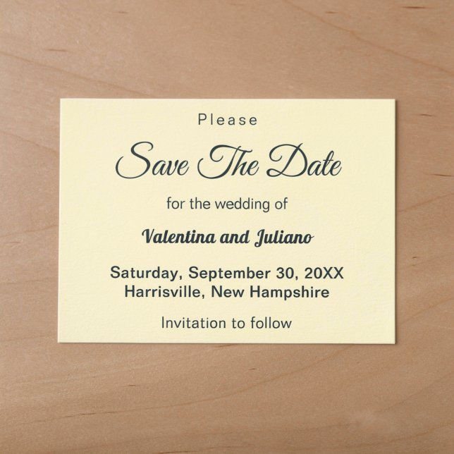 Rahmendesign mit Schiefertext zur Hochzeitsankündi Save The Date (Cream with slate text wedding save the date)