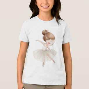 Rahmgold Stern Ballerina Aquarell Mädchen Tri-Blend Shirt