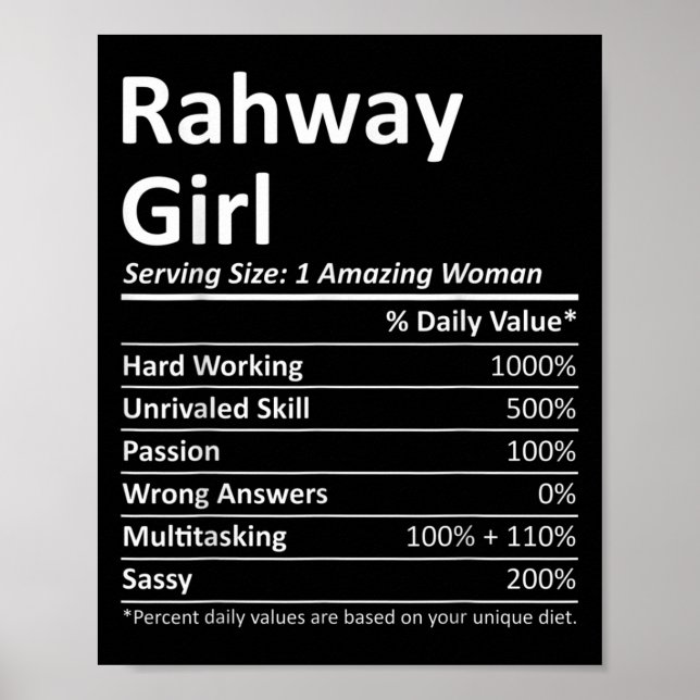 Rahway Girl Nj New Jersey Funny City Home Roots Us Poster (Vorne)