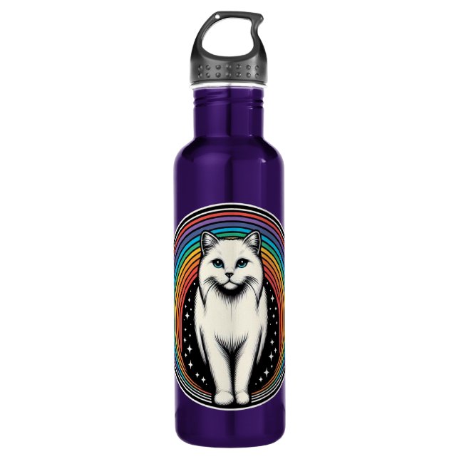 Raibow Cat Edelstahlflasche (Vorderseite)