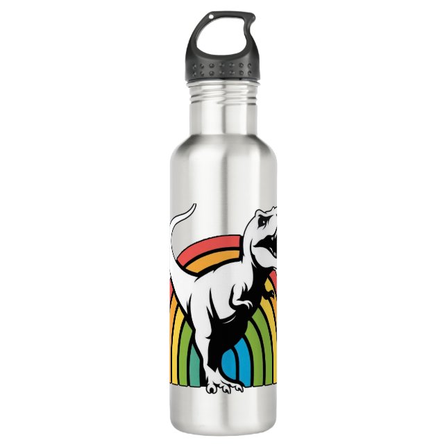 Raibow T-Rex Edelstahlflasche (Vorderseite)