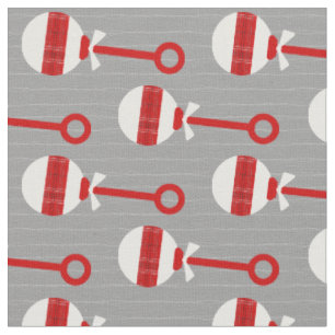 Raider Red and Black Kariert Baby Rattle on Grau Stoff