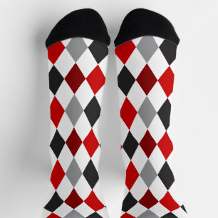 Raider Red and Black Raute Pattern Socks Socken