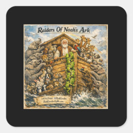 Raiders of Noah’s Ark Cartoon von Rick London Quadratischer Aufkleber