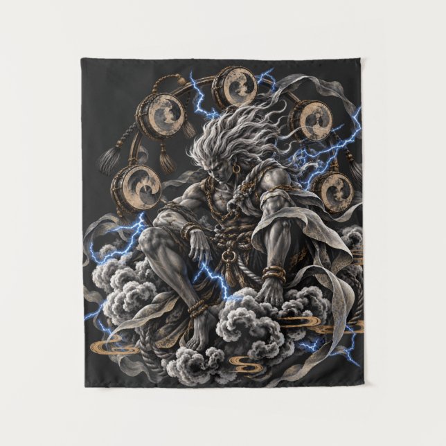 Raijin Bleu Wandteppich (Vorderseite)