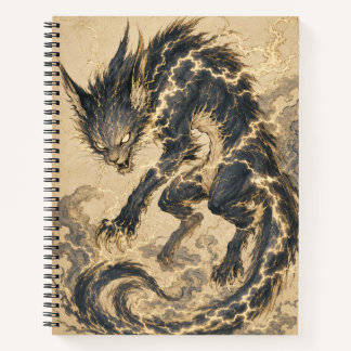Raiju Goldschwanz Japanische Yokai-Kunst Spiralblo Notizbuch