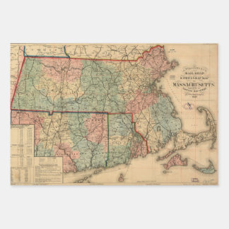 Rail Road & Township Karte von Massachusetts, 1879 Geschenkpapier Set