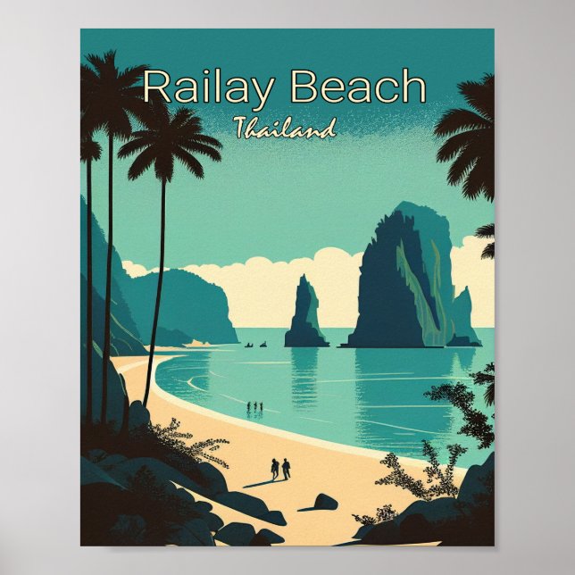 Railay Beach Minimalistisch Vintage Travel Poster (Vorne)