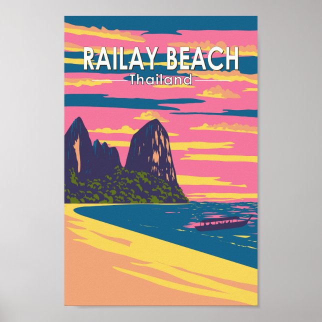 Railay Beach Thailand Reisen Vintag Poster (Vorne)