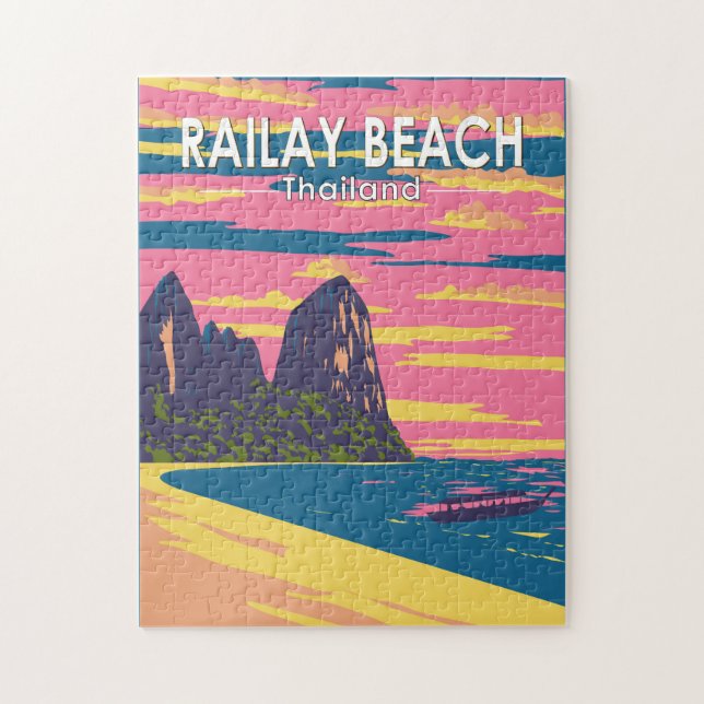 Railay Beach Thailand Reisen Vintag Puzzle (Vertikal)