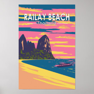 Railay Strand Thailand Reise Kunst Vintage Poster