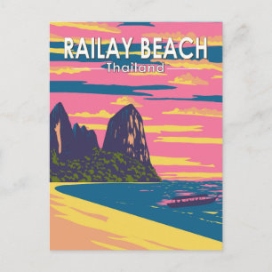 Railay Strand Thailand Reise Kunst Vintage Postkarte