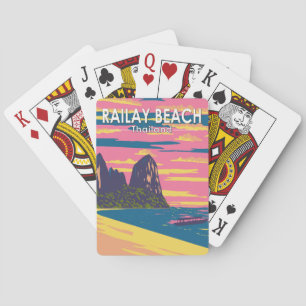 Railay Strand Thailand Reise Kunst Vintage Spielkarten