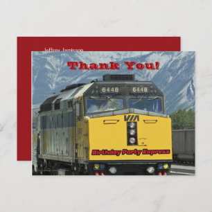 Railroad Train Gelb Motor Vielen Dank zum Geburtst Postkarte