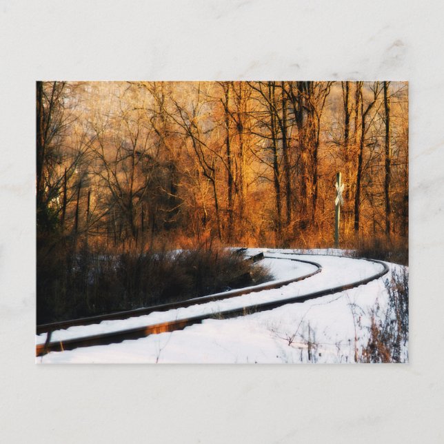 Rails im Winter Postkarte (Vorderseite)