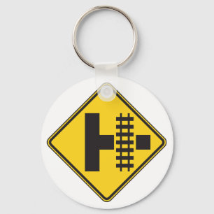 Railway Crossing Road Sign Keychain Schlüsselanhänger