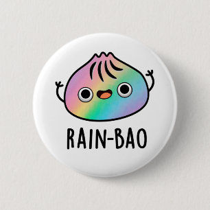 Rain-bao Funny Rainbow Dimsum Bao Pun Button