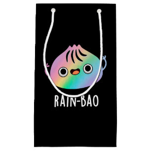 Rain-bao Funny Rainbow Dimsum Bao Pun Dark BG Kleine Geschenktüte