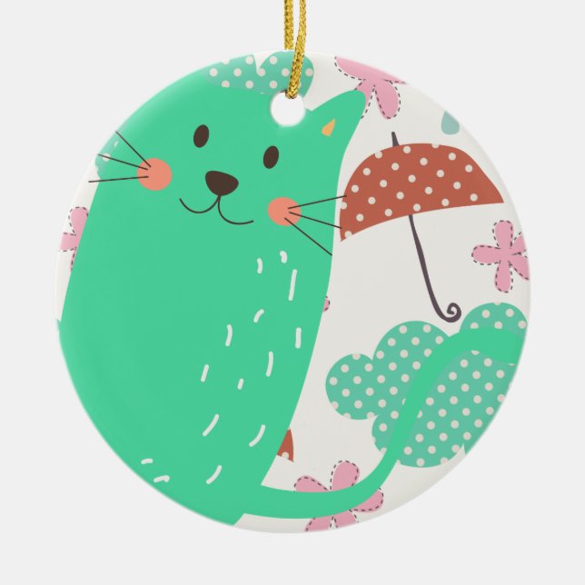 Rain Cats Keramik Ornament (Vorne)
