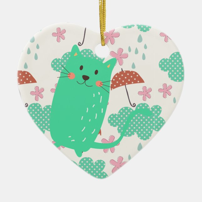 Rain Cats Keramik Ornament (Vorne)