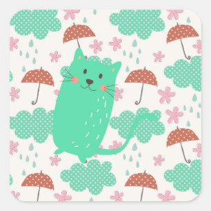 Rain Cats Quadratischer Aufkleber