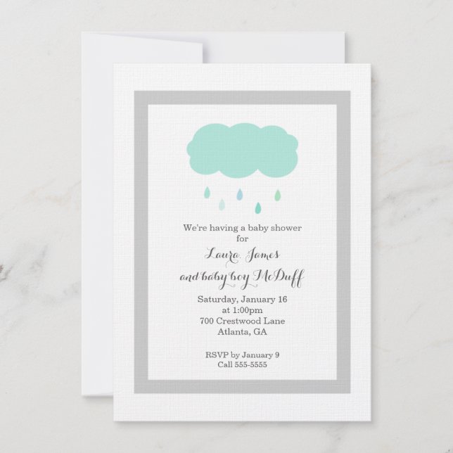 Rain Cloud Baby Shower Einladung (Vorderseite)