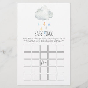 Rain Cloud Boy Baby Bingo Game Flyer