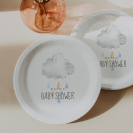 Rain Cloud Boy Baby Dusche Pappteller