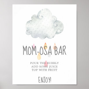 Rain Cloud Girl Baby Shower Mama-osa Bar Sign Poster