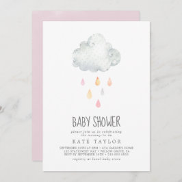 Rain Cloud Girl Babydusche Einladung