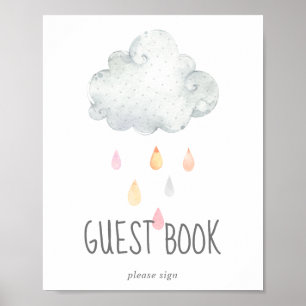 Rain Cloud Girl Babydusche Gästebuchsignatur Poster