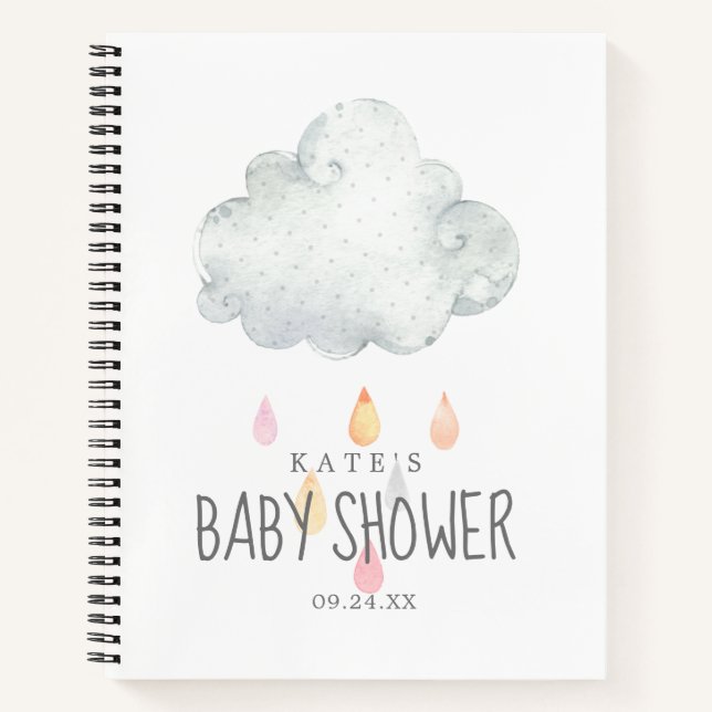 Rain Cloud Girl Babydusche Geschenkliste Notizbuch (Vorderseite)