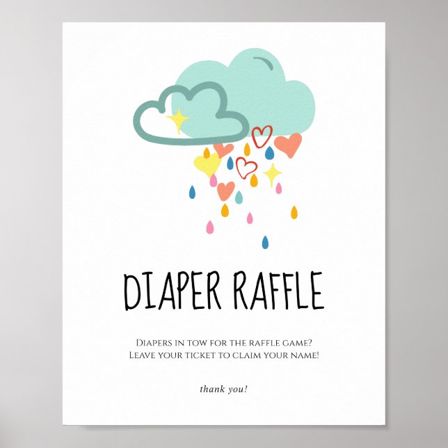 Rain Cloud Girl Diaper Raffel-Zeichen Poster (Vorne)