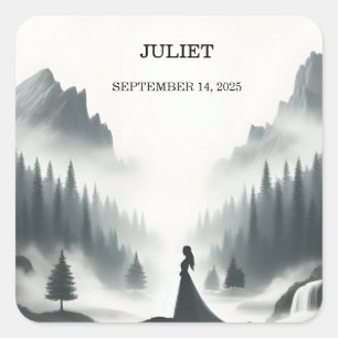 Rain Cloud Smoky Mountain Brautparty Quadratischer Aufkleber