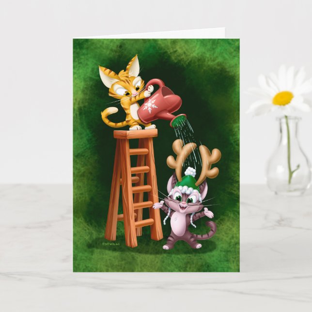 RAIN DEER CATS (matte) von Jeff Willis Art Karte (Kleine Pflanze)