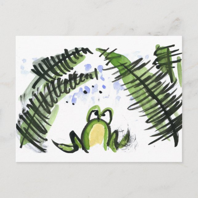 Rain Drenched Ferns and Frosch Postkarte (Vorderseite)