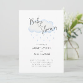 Rain Drop Moderne Minimal Watercolor Babydusche Einladung