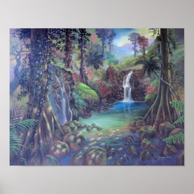 Rain Forest Landschaft Wasserfall Locarno Poster (Vorne)